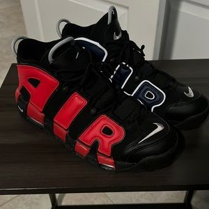 Nike air more uptempo size 12 black red and blue. Worn once